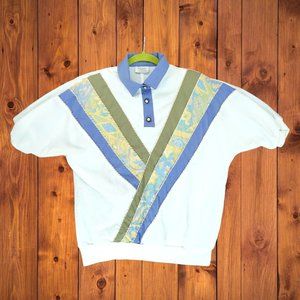 Vintage Remo of California Women's Colorblock Pullover Shirt Polo Top‎ White
